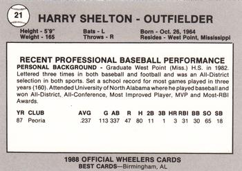 1988 Best Charleston Wheelers #21 Harry Shelton Back