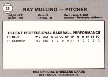 1988 Best Charleston Wheelers #25 Ray Mullino Back
