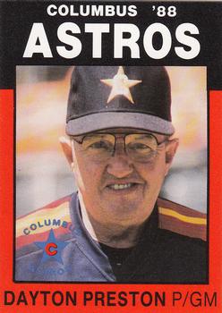 1988 Best Columbus Astros #24 Dayton Preston Front