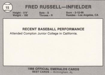 1988 Best Eugene Emeralds #15 Fred Russell Back