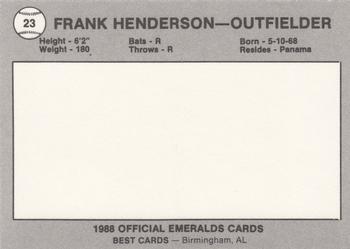 1988 Best Eugene Emeralds #23 Frank Henderson Back