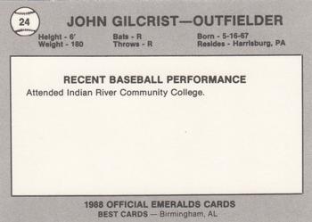 1988 Best Eugene Emeralds #24 John Gilcrist Back