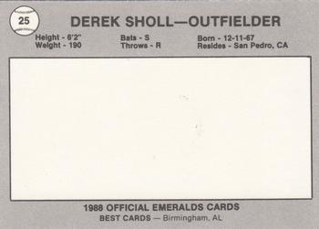 1988 Best Eugene Emeralds #25 Derek Sholl Back
