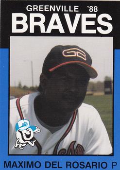 1988 Best Greenville Braves #17 Maximo Del Rosario Front