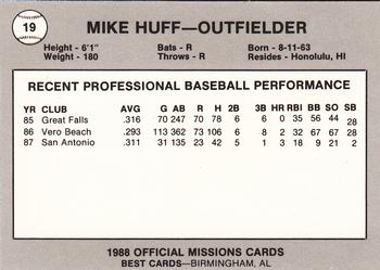 1988 Best San Antonio Missions #19 Mike Huff Back