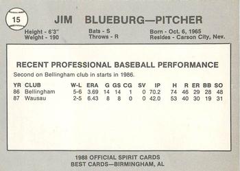 1988 Best San Bernardino Spirit #15 Jim Blueberg Back