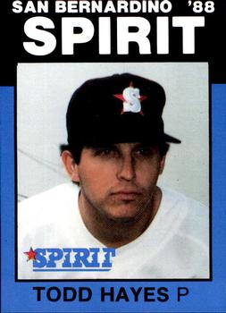 1988 Best San Bernardino Spirit #25 Todd Hayes Front