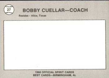 1988 Best San Bernardino Spirit #27 Bobby Cuellar Back