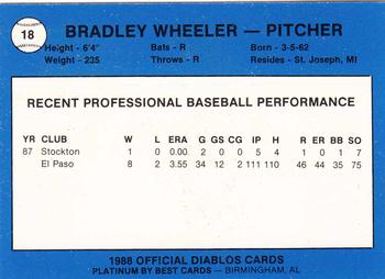 1988 Best El Paso Diablos - Platinum #18 Bradley Wheeler Back