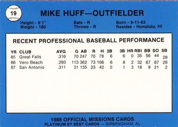 1988 Best San Antonio Missions - Platinum #19 Mike Huff Back