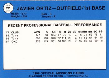 1988 Best San Antonio Missions - Platinum #22 Javier Ortiz Back