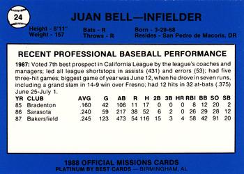 1988 Best San Antonio Missions - Platinum #24 Juan Bell Back