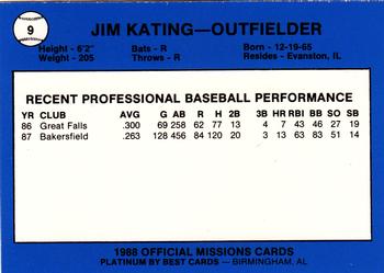 1988 Best San Antonio Missions - Platinum #9 Jim Kating Back