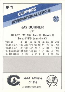 1988 CMC Columbus Clippers #23 Jay Buhner Back
