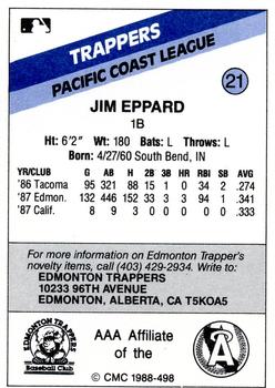 1988 CMC Edmonton Trappers #21 Jim Eppard Back