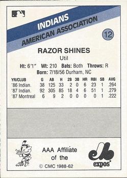 1988 CMC Indianapolis Indians #12 Razor Shines Back