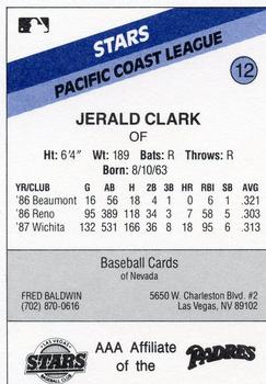 1988 CMC Las Vegas Stars #12 Jerald Clark Back