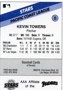 1988 CMC Las Vegas Stars #8 Kevin Towers Back