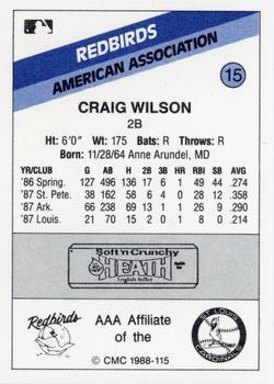 1988 CMC Louisville Redbirds #15 Craig Wilson Back