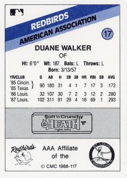 1988 CMC Louisville Redbirds #17 Duane Walker Back