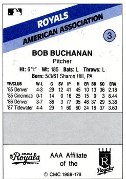 1988 CMC Omaha Royals #3 Bob Buchanan Back