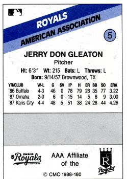 1988 CMC Omaha Royals #5 Jerry Don Gleaton Back
