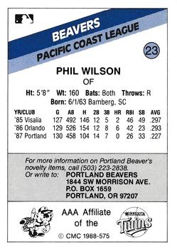 1988 CMC Portland Beavers #23 Phil Wilson Back