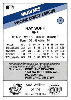1988 CMC Portland Beavers #7 Ray Soff Back
