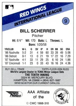 1988 CMC Rochester Red Wings #9 Bill Scherrer Back