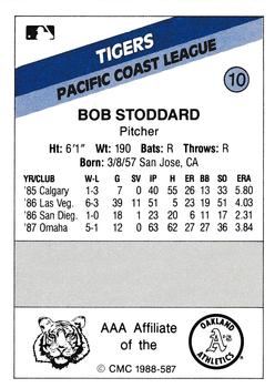 1988 CMC Tacoma Tigers #10 Bob Stoddard Back
