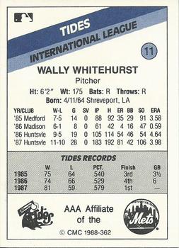 1988 CMC Tidewater Tides #11 Wally Whitehurst Back