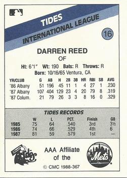 1988 CMC Tidewater Tides #16 Darren Reed Back