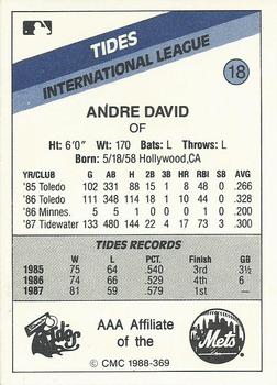 1988 CMC Tidewater Tides #18 Andre David Back