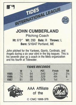 1988 CMC Tidewater Tides #25 John Cumberland Back
