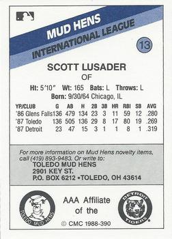1988 CMC Toledo Mud Hens #13 Scott Lusader Back