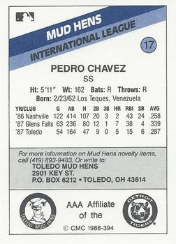 1988 CMC Toledo Mud Hens #17 Pedro Chavez Back