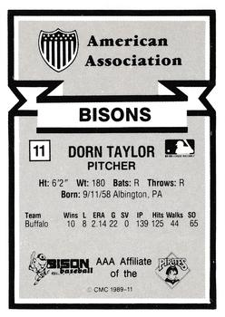 1988 CMC Triple A All-Stars #11 Dorn Taylor Back