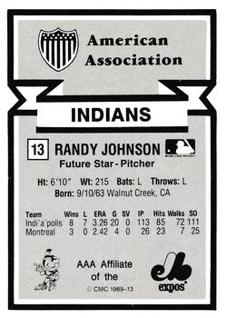 1988 CMC Triple A All-Stars #13 Randy Johnson Back