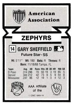 1988 CMC Triple A All-Stars #14 Gary Sheffield Back