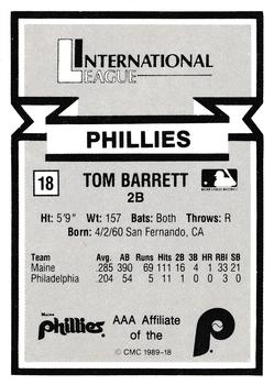 1988 CMC Triple A All-Stars #18 Tom Barrett Back