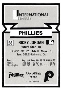 1988 CMC Triple A All-Stars #28 Ricky Jordan Back