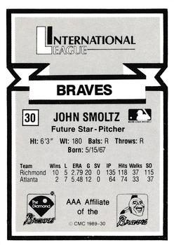 1988 CMC Triple A All-Stars #30 John Smoltz Back