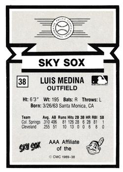 1988 CMC Triple A All-Stars #38 Luis Medina Back