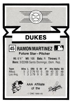 1988 CMC Triple A All-Stars #45 Ramon Martinez Back