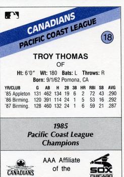 1988 CMC Vancouver Canadians #18 Troy Thomas Back