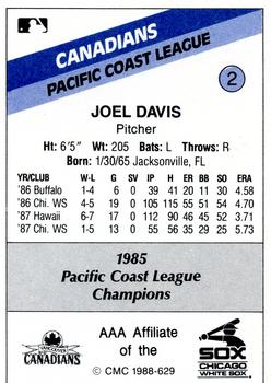 1988 CMC Vancouver Canadians #2 Joel Davis Back