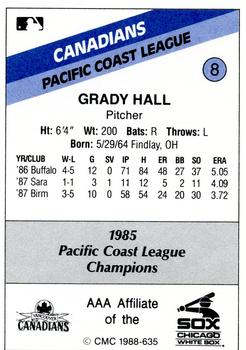 1988 CMC Vancouver Canadians #8 Grady Hall Back