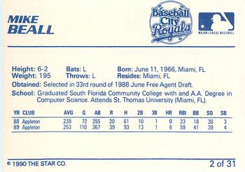 1990 Star Baseball City Royals #2 Mike Beall Back