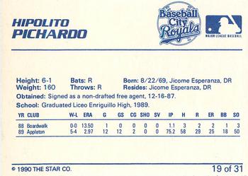1990 Star Baseball City Royals #19 Hipolito Pichardo Back