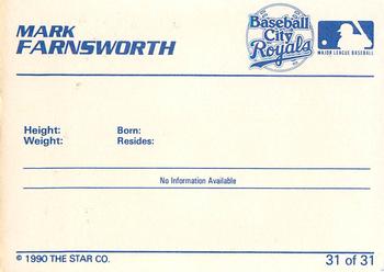 1990 Star Baseball City Royals #31 Mark Farnsworth Back